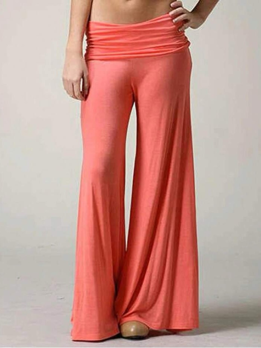 Red Dress Boutique Coral Wide-Leg Foldover Waist Pants